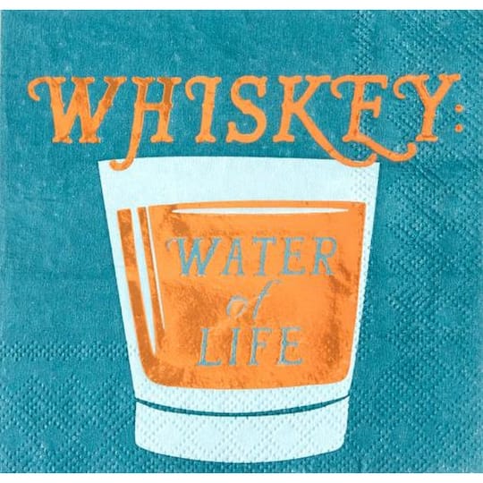 JAM Paper Whiskey Water Of Life Cocktail Napkins, 40ct.
